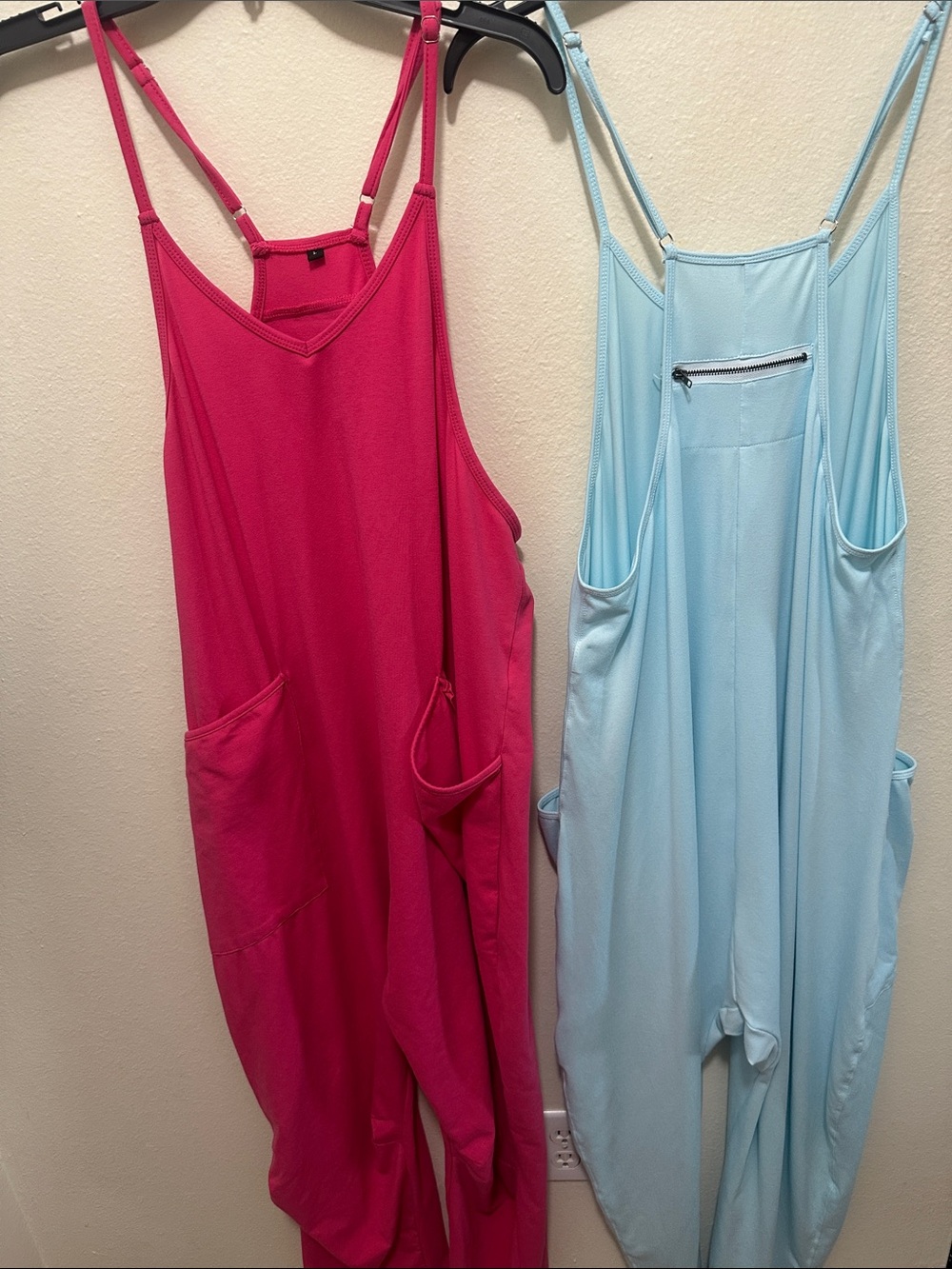 Bright Pink and Blue Relaxed Jumpsuit with Pockets